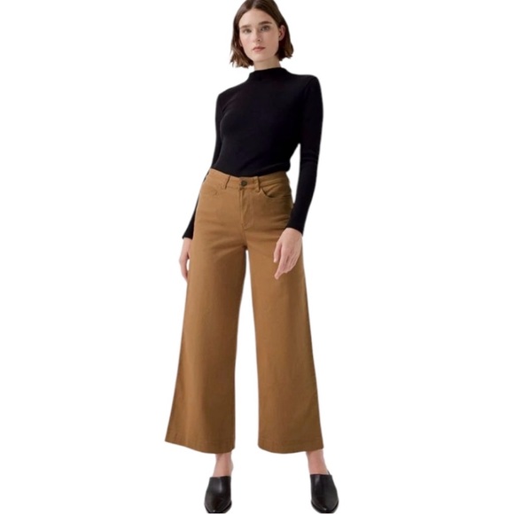 Pact Pants - PACT Organic Cotton Stretch Twill Denim Wide Leg Pant Size Small